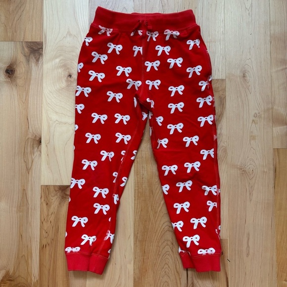 Hanna Andersson French Terry Red & White Bow Print Sweatpant Joggers - Picture 2 of 11